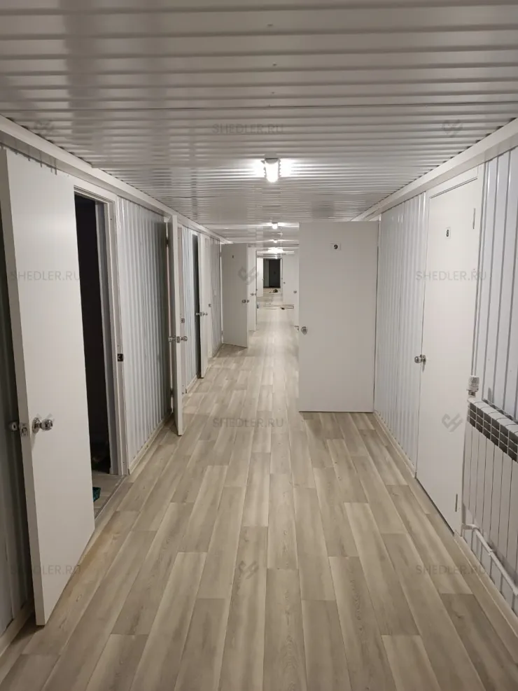 Отделка коридора модульного общежития SHEDLER