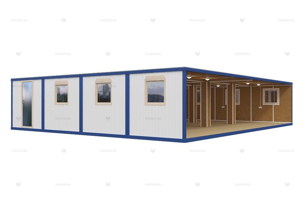 Модульное здание МЗ-22 из 8 блок-контейнеров внутри