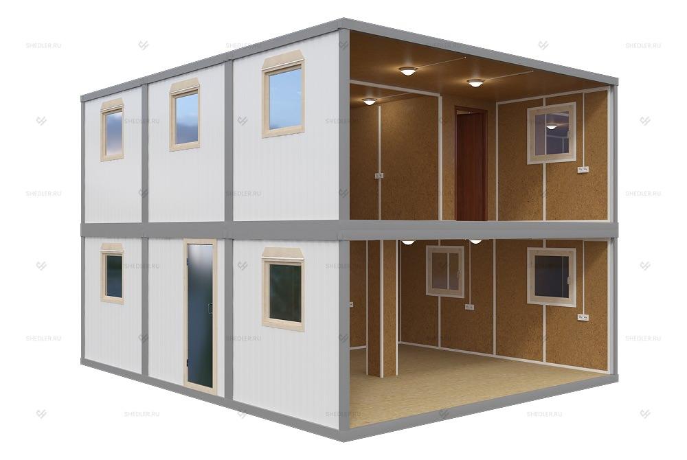 Отделка модульного здания МЗ-25 из 6 блок-контейнеров БК-00