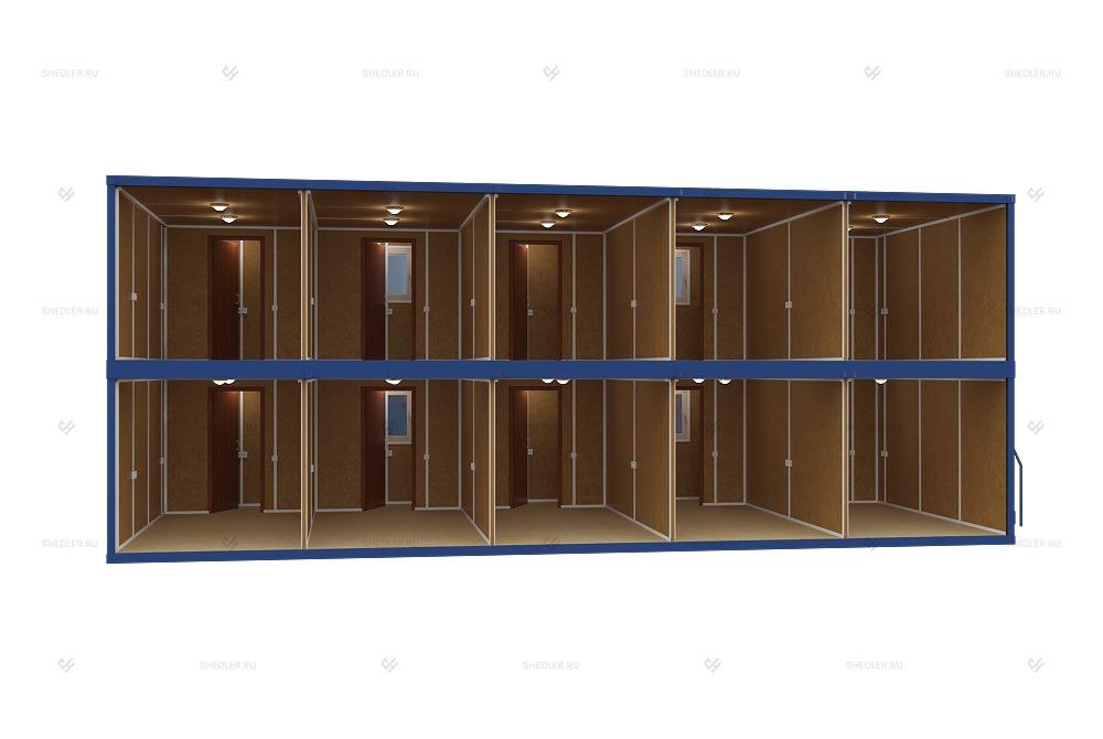 Внутренняя отделка модульного здания МЗ-53 из 10 блок-контейнеров