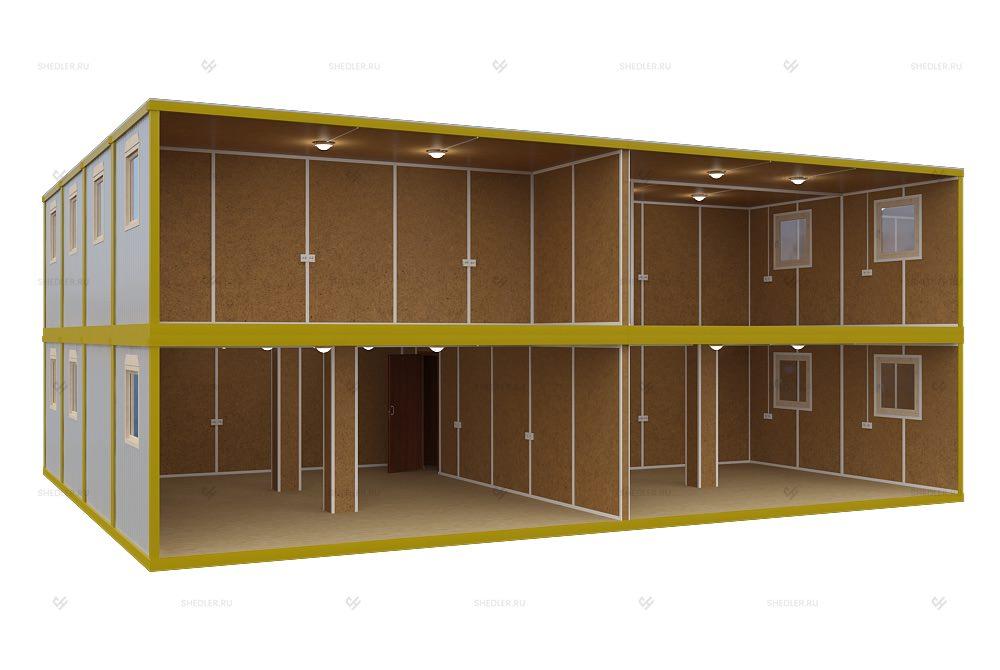 Внутренняя отделка модульного здания МЗ-09 из 16 блок-контейнеров