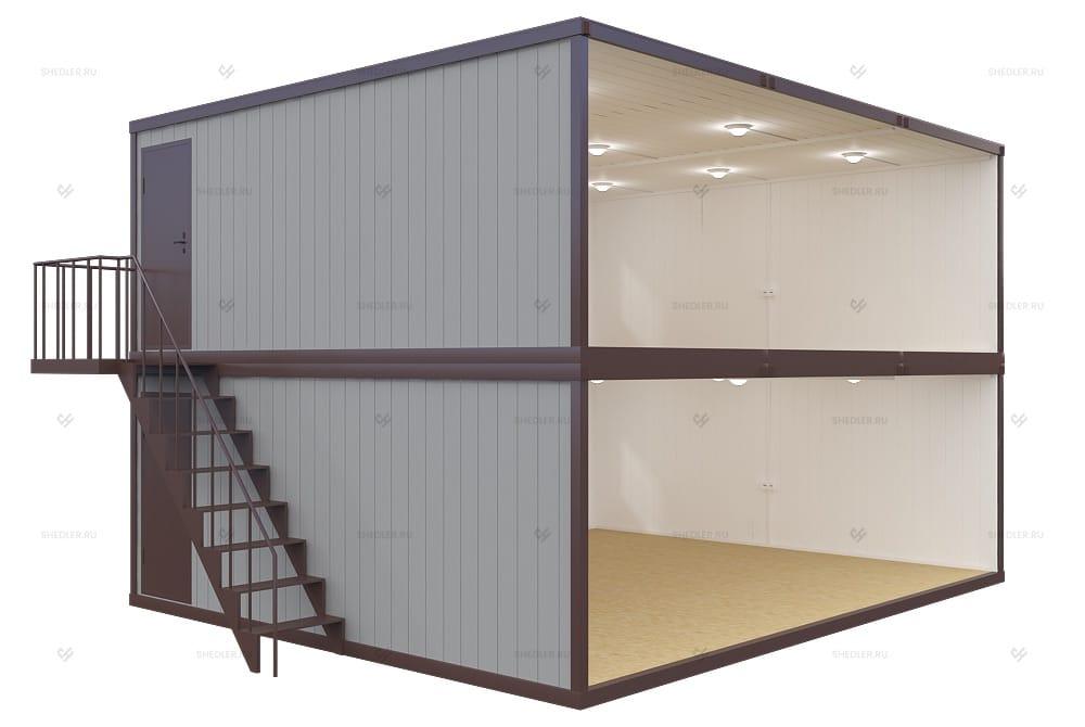 Отделка здания МЗ-20 СП из 6 блок-контейнеров