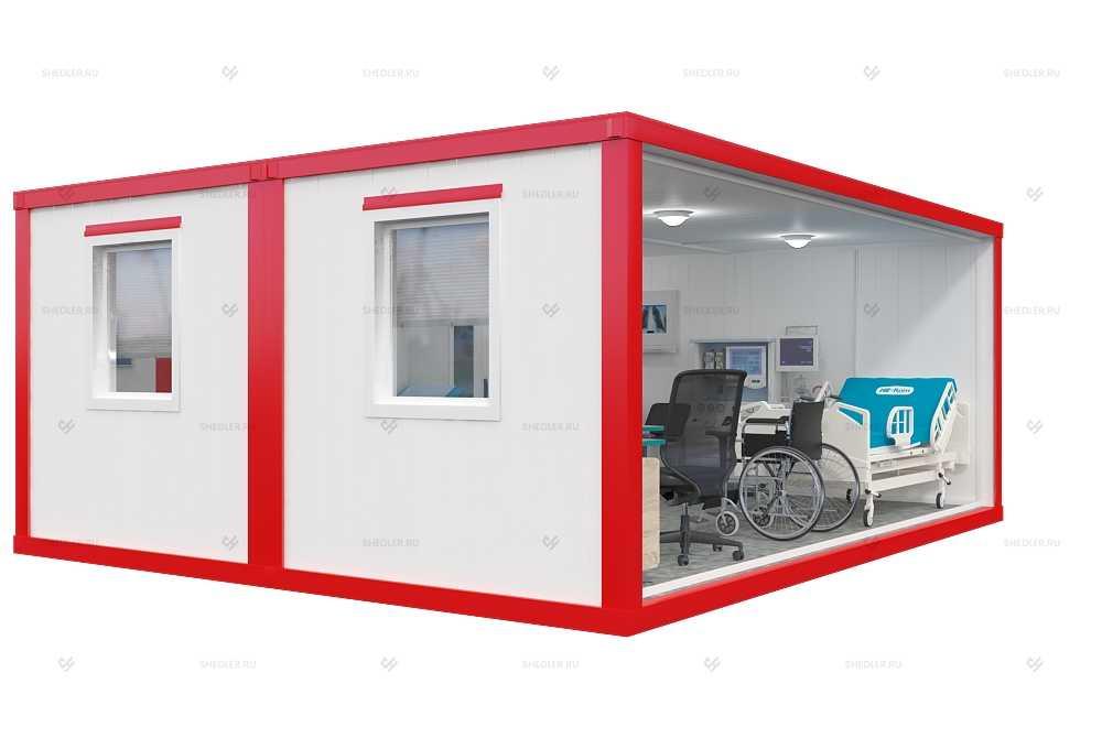 Медпункт из сэндвич-панелей SHEDLER БКМ-02 из 2 блок-контейнеров