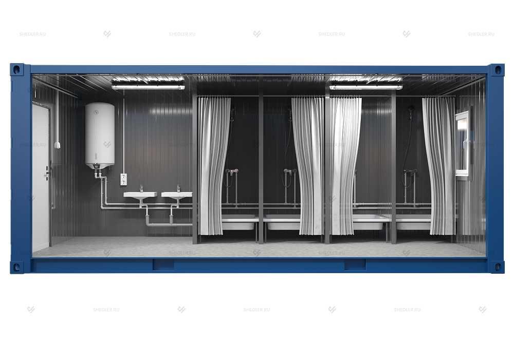 Сантехнический блок-контейнер из морского контейнера внутри