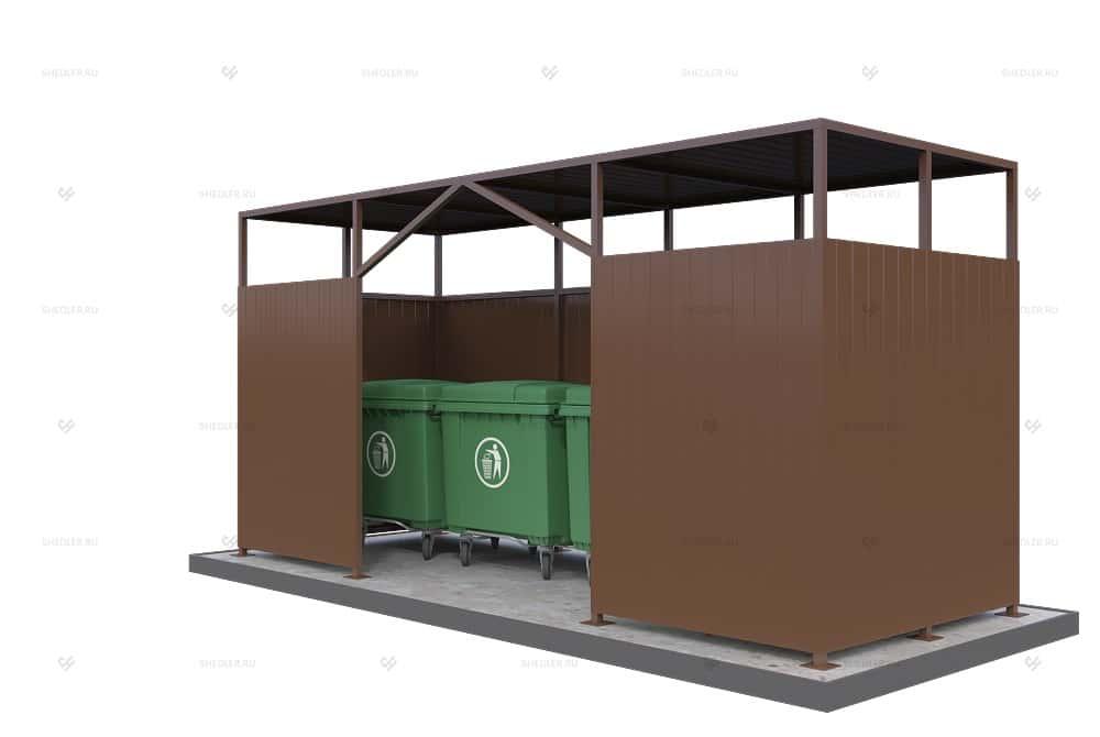Контейнерная площадка КПМ-04 без ворот на 4 мусорных контейнера