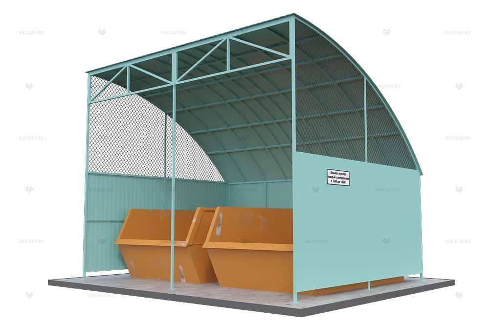 Контейнерная площадка КПМ-06 без ворот на 2 мусорных контейнера