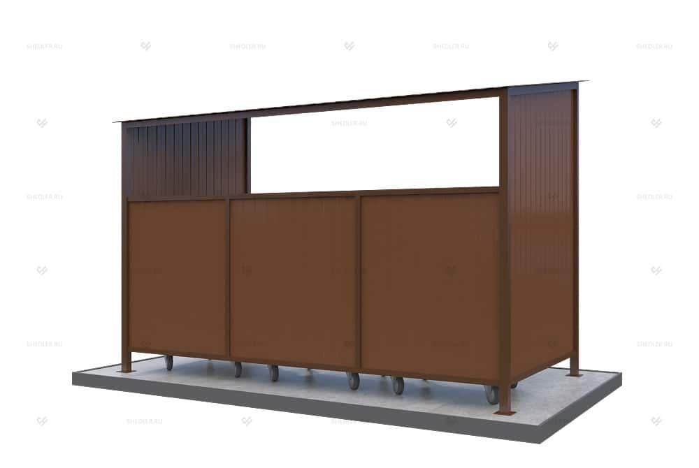 Контейнерная площадка КПМ-08 SHEDLER открытая без ворот на 3 мусорных контейнера