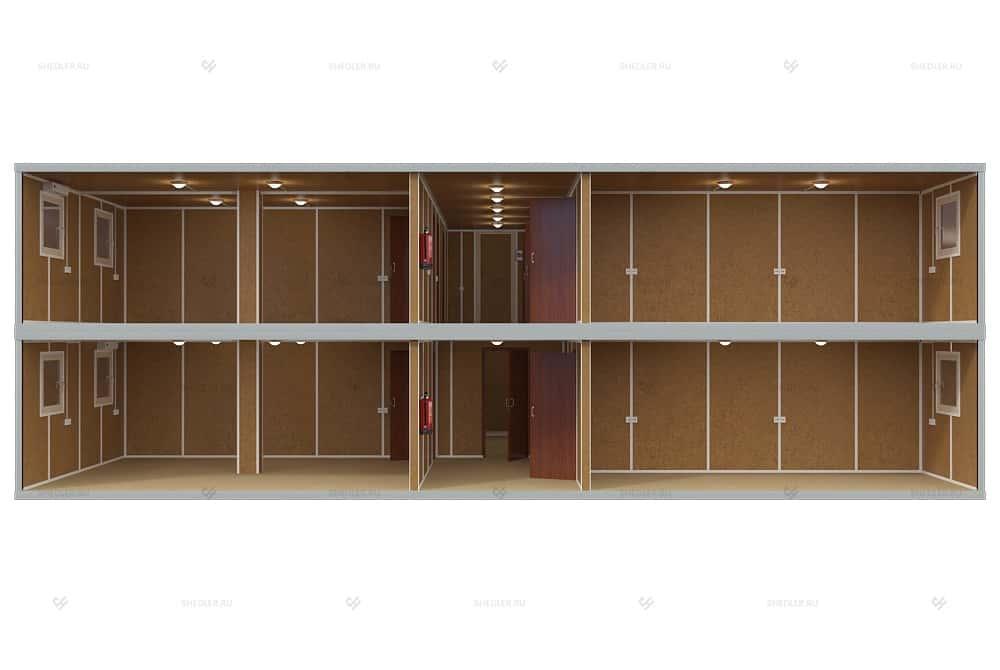 Внутренняя отделка модульного здания МЗ-40 из 20 блок-контейнеров