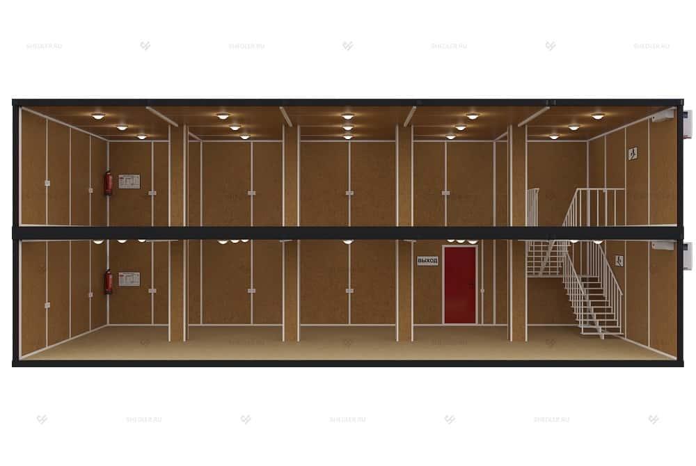 Модульное здание SHEDLER МЗ-45 из 10 блок-контейнеров внутри