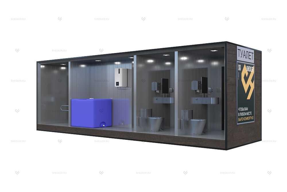 Внутреннее наполнение здания модульного туалета  Внутреннее наполнение здания модульного туалета