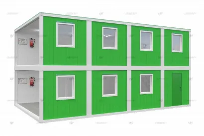 Двухэтажный блок-модуль БМ-04 СП Shedler из 8 бк с окнами