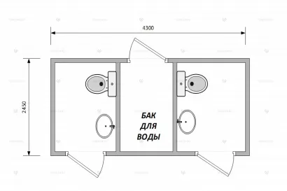 Автономный модульный туалет на 2 кабинки