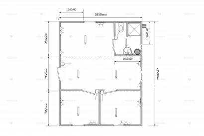 Модульное здание МЗ-57 из 3 блок-контейнеров