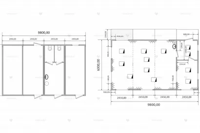 Модульное здание МЗ-58 из 8 блок-контейнеров общая схема