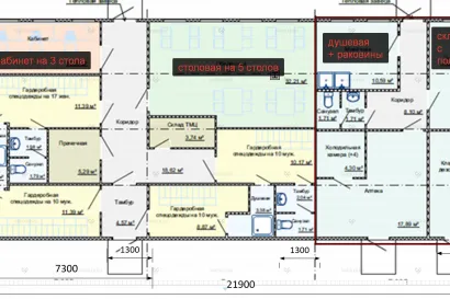 Модульное здание МЗ-64 из 12 БКСП-00 с двускатной крышей