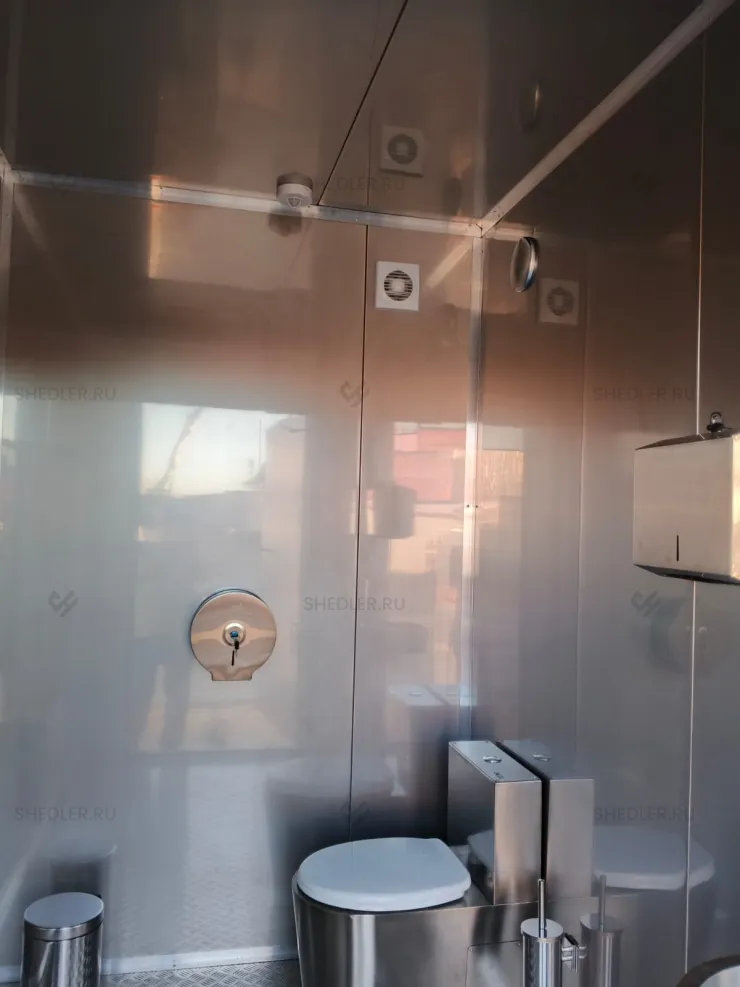 Модульный туалет Shedler на 2 кабинки внутренняя отделка