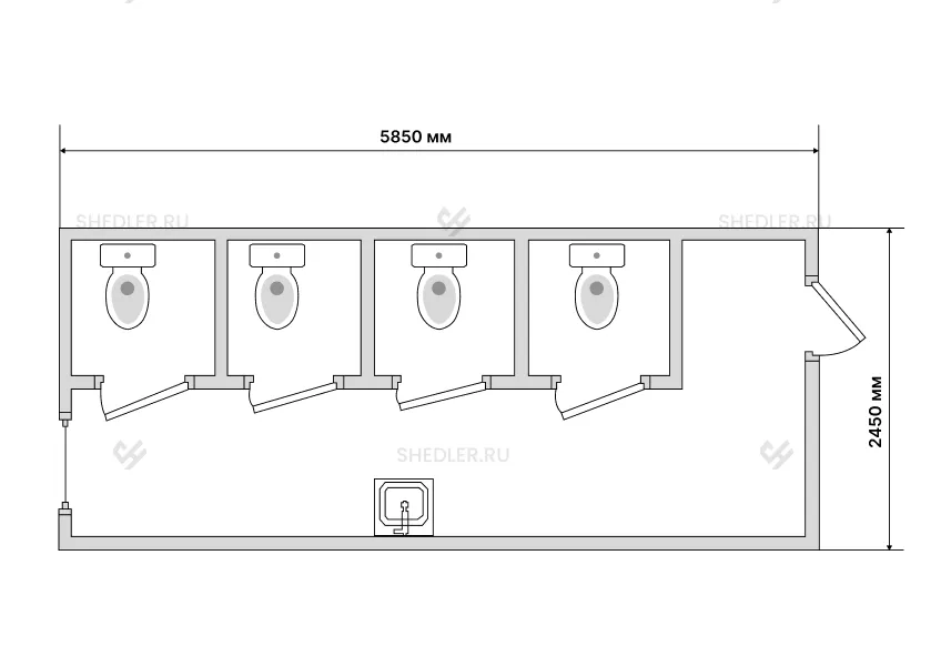 СБК-04 SHEDLER – четырехкабинный модульный вагон-туалет фото