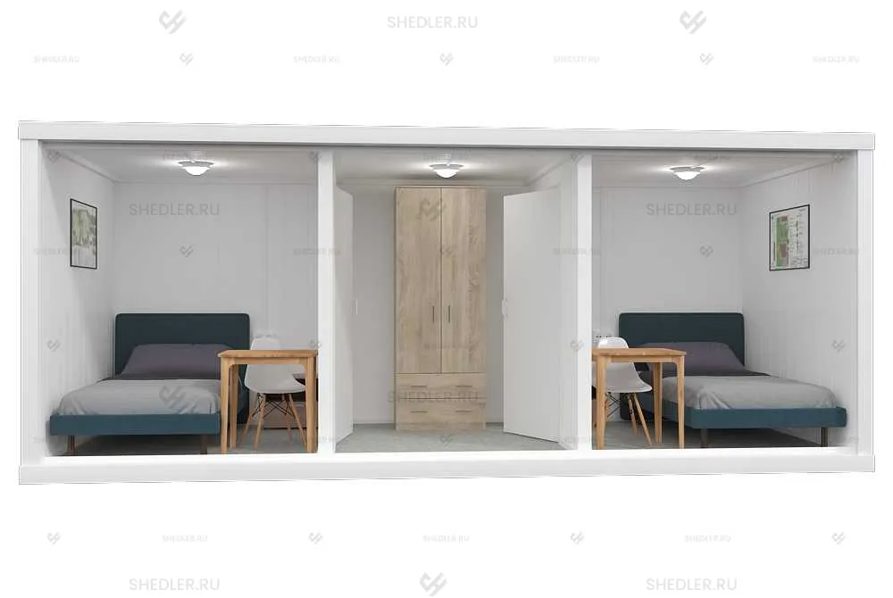 Блок контейнер БК-04 СП SHEDLER из сэндвич панелей внутри